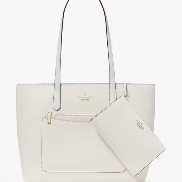 Kate Spade Staci Tote and Wristlet 3 Piece Set - Meringue